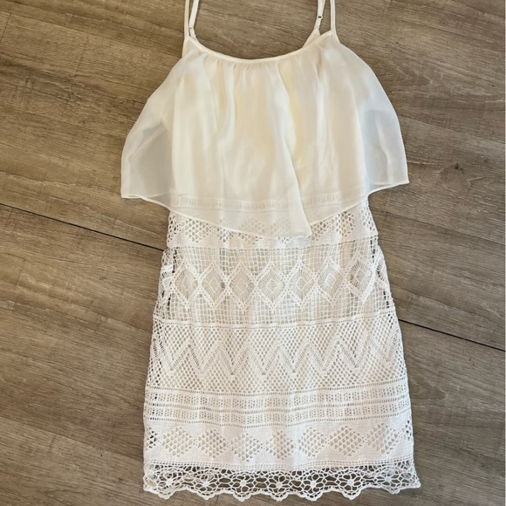 American Eagle Lacey Sleeveless Dress Size 0 Off White - Picture 7 of 13
